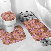 Orange Hawaii Hibiscus With Tropical Flowers Motifs Bathroom Set - Polynesian Pride