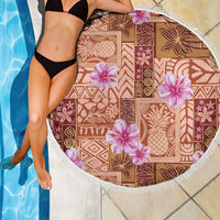 Orange Hawaii Hibiscus With Tropical Flowers Motifs Beach Blanket - Polynesian Pride