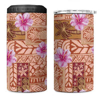 Orange Hawaii Hibiscus With Tropical Flowers Motifs 4 in 1 Can Cooler Tumbler LT14 One Size: 16 oz Orange - Polynesian Pride
