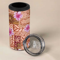 Orange Hawaii Hibiscus With Tropical Flowers Motifs 4 in 1 Can Cooler Tumbler LT14 - Polynesian Pride