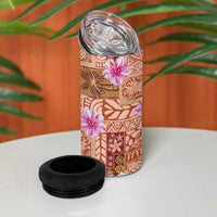 Orange Hawaii Hibiscus With Tropical Flowers Motifs 4 in 1 Can Cooler Tumbler LT14 - Polynesian Pride