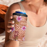 Orange Hawaii Hibiscus With Tropical Flowers Motifs 4 in 1 Can Cooler Tumbler LT14 - Polynesian Pride