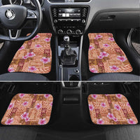 Orange Hawaii Hibiscus With Tropical Flowers Motifs Car Mats - Polynesian Pride