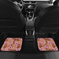 Orange Hawaii Hibiscus With Tropical Flowers Motifs Car Mats - Polynesian Pride