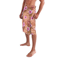 Orange Hawaii Hibiscus With Tropical Flowers Motifs Lavalava - Polynesian Pride