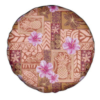 Orange Hawaii Hibiscus With Tropical Flowers Motifs Spare Tire Cover - Polynesian Pride