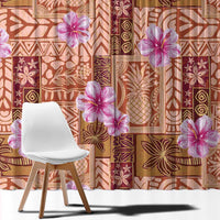 Orange Hawaii Hibiscus With Tropical Flowers Motifs Window Curtain - Polynesian Pride