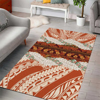 Aloha Hawaii Mikioi Lei Area Rug Beige Tropical Flower Pattern - Polynesian Pride