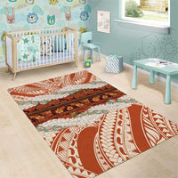 Aloha Hawaii Mikioi Lei Area Rug Beige Tropical Flower Pattern - Polynesian Pride