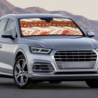 Aloha Hawaii Mikioi Lei Auto Sun Shade Beige Tropical Flower Pattern - Polynesian Pride