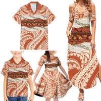 Aloha Hawaii Mikioi Lei Family Matching Summer Maxi Dress and Hawaiian Shirt Beige Tropical Flower Pattern - Polynesian Pride