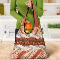 Aloha Hawaii Mikioi Lei Grocery Bag Beige Tropical Flower Pattern - Polynesian Pride