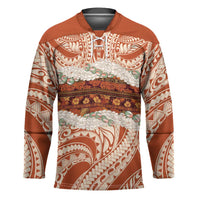 Aloha Hawaii Mikioi Lei Hockey Jersey Beige Tropical Flower Pattern - Polynesian Pride