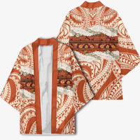 Aloha Hawaii Mikioi Lei Kimono Beige Tropical Flower Pattern - Polynesian Pride