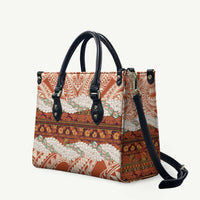 Aloha Hawaii Mikioi Lei Leather Bag Beige Tropical Flower Pattern - Polynesian Pride