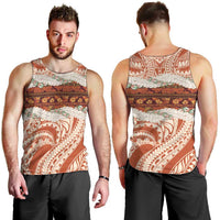 Aloha Hawaii Mikioi Lei Men Tank Top Beige Tropical Flower Pattern - Polynesian Pride