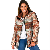 Aloha Hawaii Mikioi Lei Padded Jacket Beige Tropical Flower Pattern - Polynesian Pride