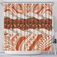Aloha Hawaii Mikioi Lei Shower Curtain Beige Tropical Flower Pattern - Polynesian Pride