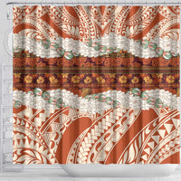 Aloha Hawaii Mikioi Lei Shower Curtain Beige Tropical Flower Pattern - Polynesian Pride