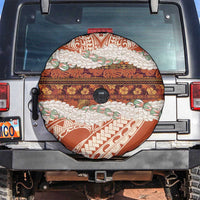 Aloha Hawaii Mikioi Lei Spare Tire Cover Beige Tropical Flower Pattern - Polynesian Pride