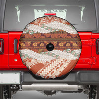 Aloha Hawaii Mikioi Lei Spare Tire Cover Beige Tropical Flower Pattern - Polynesian Pride
