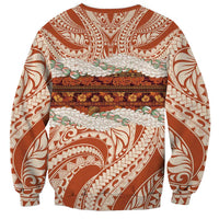 Aloha Hawaii Mikioi Lei Sweatshirt Beige Tropical Flower Pattern - Polynesian Pride