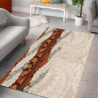 Aloha Hawaii Mikioi Lei Area Rug Cattail Red Tropical Flower Pattern - Polynesian Pride