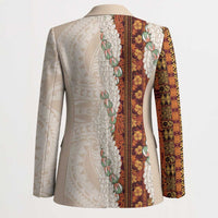 Aloha Hawaii Mikioi Lei Blazer Cattail Red Tropical Flower Pattern - Polynesian Pride