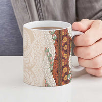 Aloha Hawaii Mikioi Lei Ceramic Mug Cattail Red Tropical Flower Pattern LT14 - Polynesian Pride