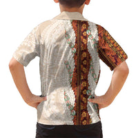 Aloha Hawaii Mikioi Lei Family Matching Short Sleeve Bodycon Dress and Hawaiian Shirt Cattail Red Tropical Flower Pattern - Polynesian Pride