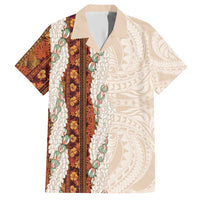 Aloha Hawaii Mikioi Lei Family Matching Short Sleeve Bodycon Dress and Hawaiian Shirt Cattail Red Tropical Flower Pattern - Polynesian Pride