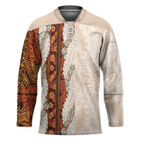 Aloha Hawaii Mikioi Lei Hockey Jersey Cattail Red Tropical Flower Pattern LT14 Unisex Cattail Red - Polynesian Pride