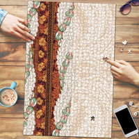 Aloha Hawaii Mikioi Lei Puzzle Cattail Red Tropical Flower Pattern - Polynesian Pride