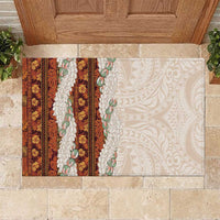 Aloha Hawaii Mikioi Lei Rubber Doormat Cattail Red Tropical Flower Pattern - Polynesian Pride