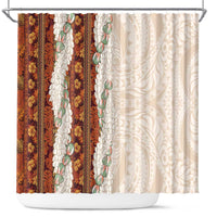 Aloha Hawaii Mikioi Lei Shower Curtain Cattail Red Tropical Flower Pattern - Polynesian Pride