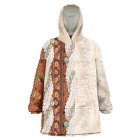 Aloha Hawaii Mikioi Lei Wearable Blanket Hoodie Cattail Red Tropical Flower Pattern - Polynesian Pride