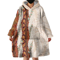 Aloha Hawaii Mikioi Lei Wearable Blanket Hoodie Cattail Red Tropical Flower Pattern - Polynesian Pride