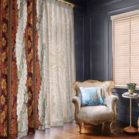 Aloha Hawaii Mikioi Lei Window Curtain Cattail Red Tropical Flower Pattern - Polynesian Pride