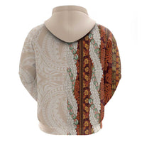 Aloha Hawaii Mikioi Lei Zip Hoodie Cattail Red Tropical Flower Pattern - Polynesian Pride