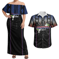 Mabuhay Philippines Festival Couples Matching Off Shoulder Maxi Dress and Hawaiian Shirt Filipino Map Sampaguita Igorot Pattern LT14 Black - Polynesian Pride