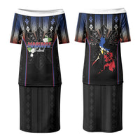 Mabuhay Philippines Festival Couples Matching Puletasi and Long Sleeve Button Shirt Filipino Map Sampaguita Igorot Pattern LT14 - Polynesian Pride