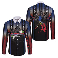 Mabuhay Philippines Festival Family Matching Long Sleeve Bodycon Dress and Hawaiian Shirt Filipino Map Sampaguita Igorot Pattern LT14 Dad's Shirt - Long Sleeve Black - Polynesian Pride
