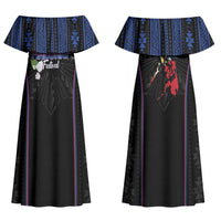 Mabuhay Philippines Festival Family Matching Off Shoulder Maxi Dress and Hawaiian Shirt Filipino Map Sampaguita Igorot Pattern LT14 Mom's Dress Black - Polynesian Pride