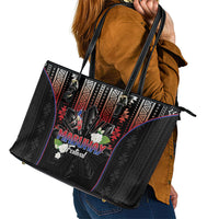 Mabuhay Philippines Festival Leather Tote Bag Filipino Map Sampaguita Igorot Pattern LT14 - Polynesian Pride