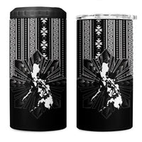 Mabuhay Philippines Festival 4 in 1 Can Cooler Tumbler Filipino Map Black White Igorot Pattern LT14 One Size: 16 oz Black - Polynesian Pride