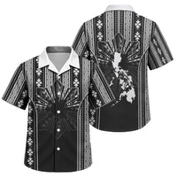 Mabuhay Philippines Festival Family Matching Off Shoulder Maxi Dress and Hawaiian Shirt Filipino Map Black White Igorot Pattern LT14 Son's Shirt Black - Polynesian Pride