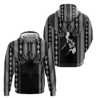 Mabuhay Philippines Festival Hoodie Filipino Map Black White Igorot Pattern LT14 - Polynesian Pride