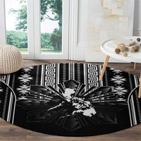 Mabuhay Philippines Festival Round Carpet Filipino Map Black White Igorot Pattern LT14 - Polynesian Pride