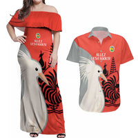 Custom Nouvelle-Caledonie Football Couples Matching Off Shoulder Maxi Dress and Hawaiian Shirt Allez Les Cagous Simple Style