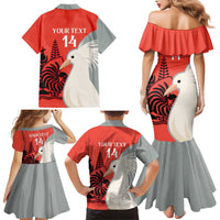 Custom Nouvelle-Caledonie Football Family Matching Mermaid Dress and Hawaiian Shirt Allez Les Cagous Simple Style